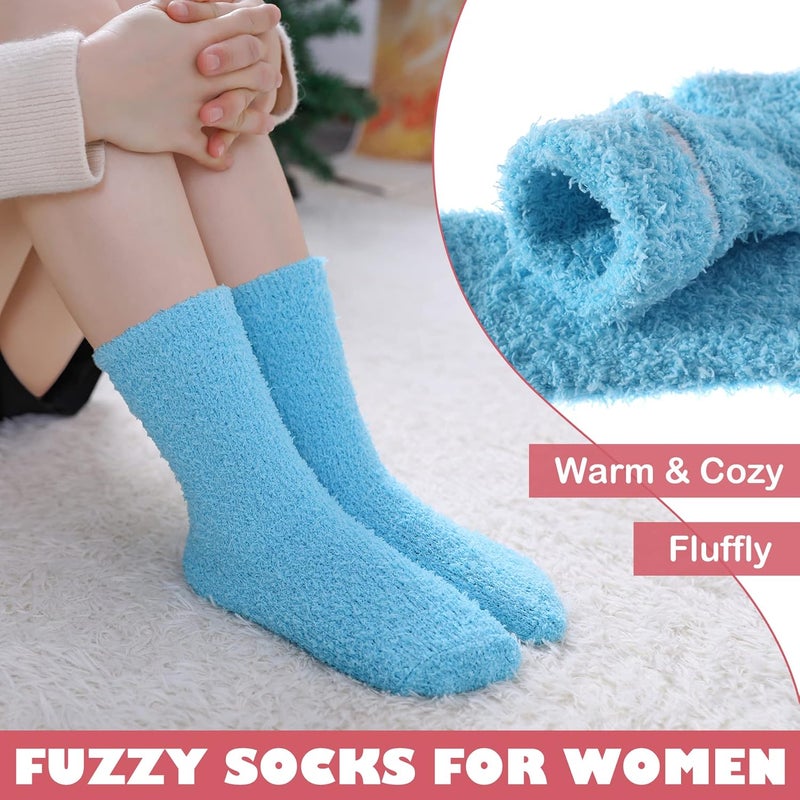 LINEMIN Womens Fuzzy Socks Cozy Fluffy Winter Warm Slipper Socks Microfiber Soft Home Sleeping Socks - Image 4